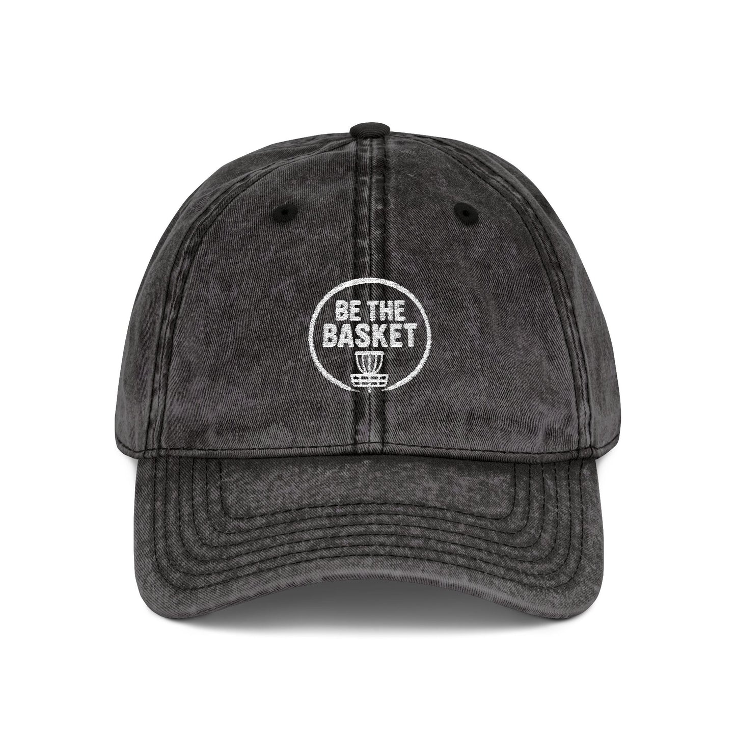 BE THE BASKET Disc Golf Basket Logo Embroidered Retro Dad Hat