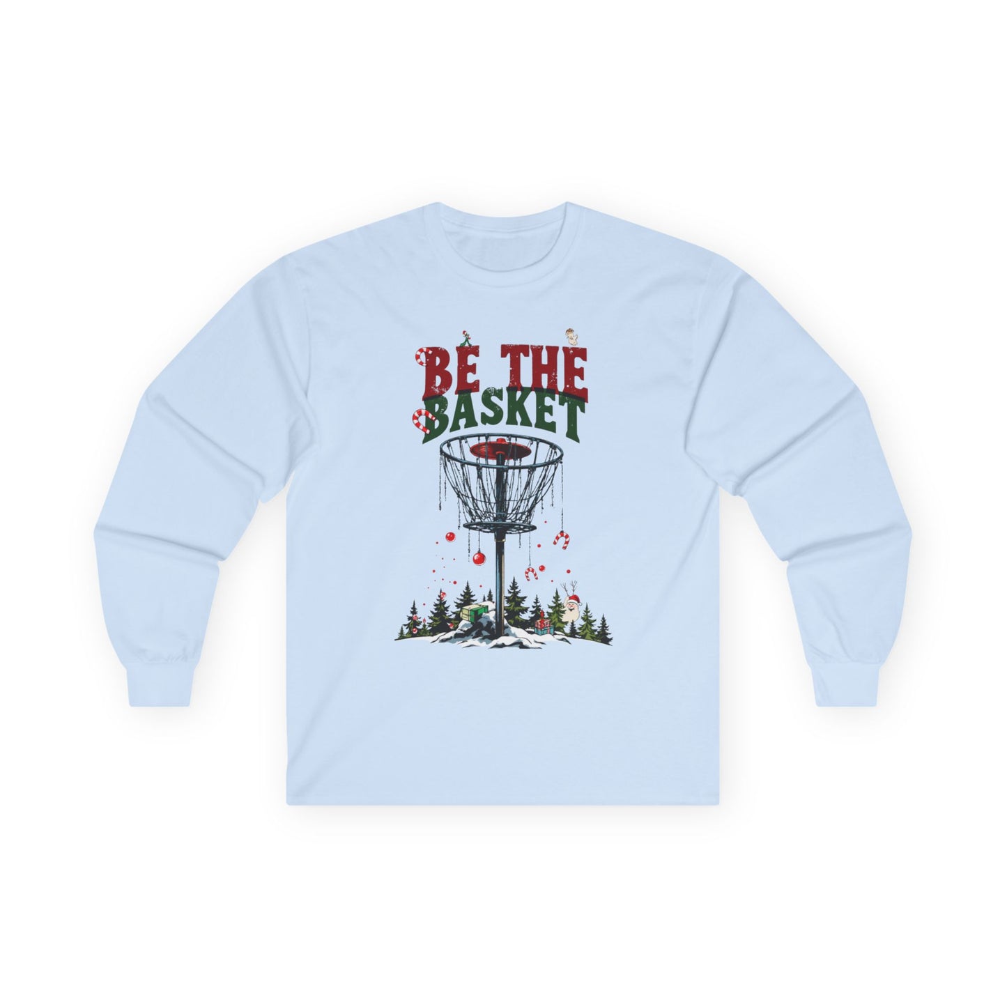 BE THE BASKET Disc Golf Christmas 3 - Long Sleeve Disc Golf Tee