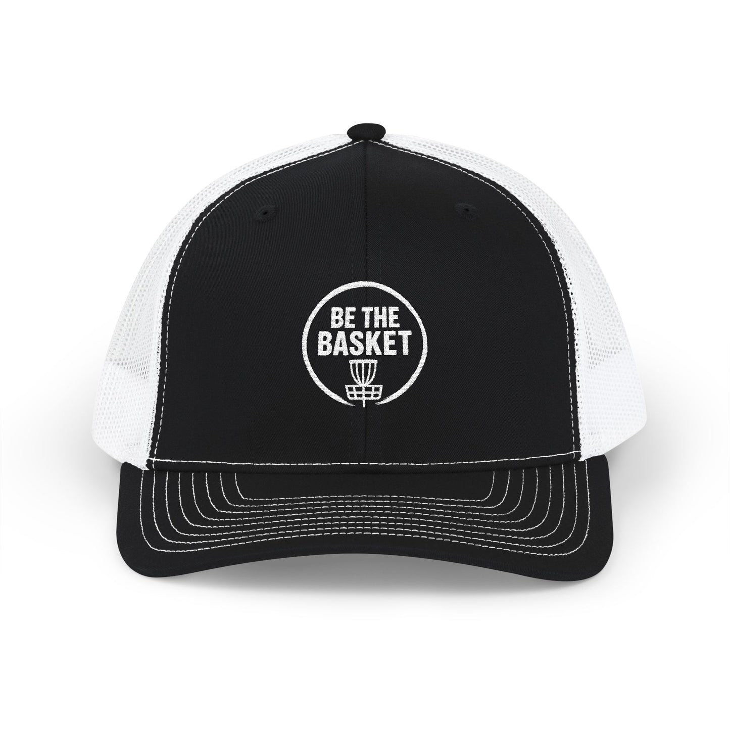 BE THE BASKET Disc Golf Basket Logo Embroidered Trucker Cap