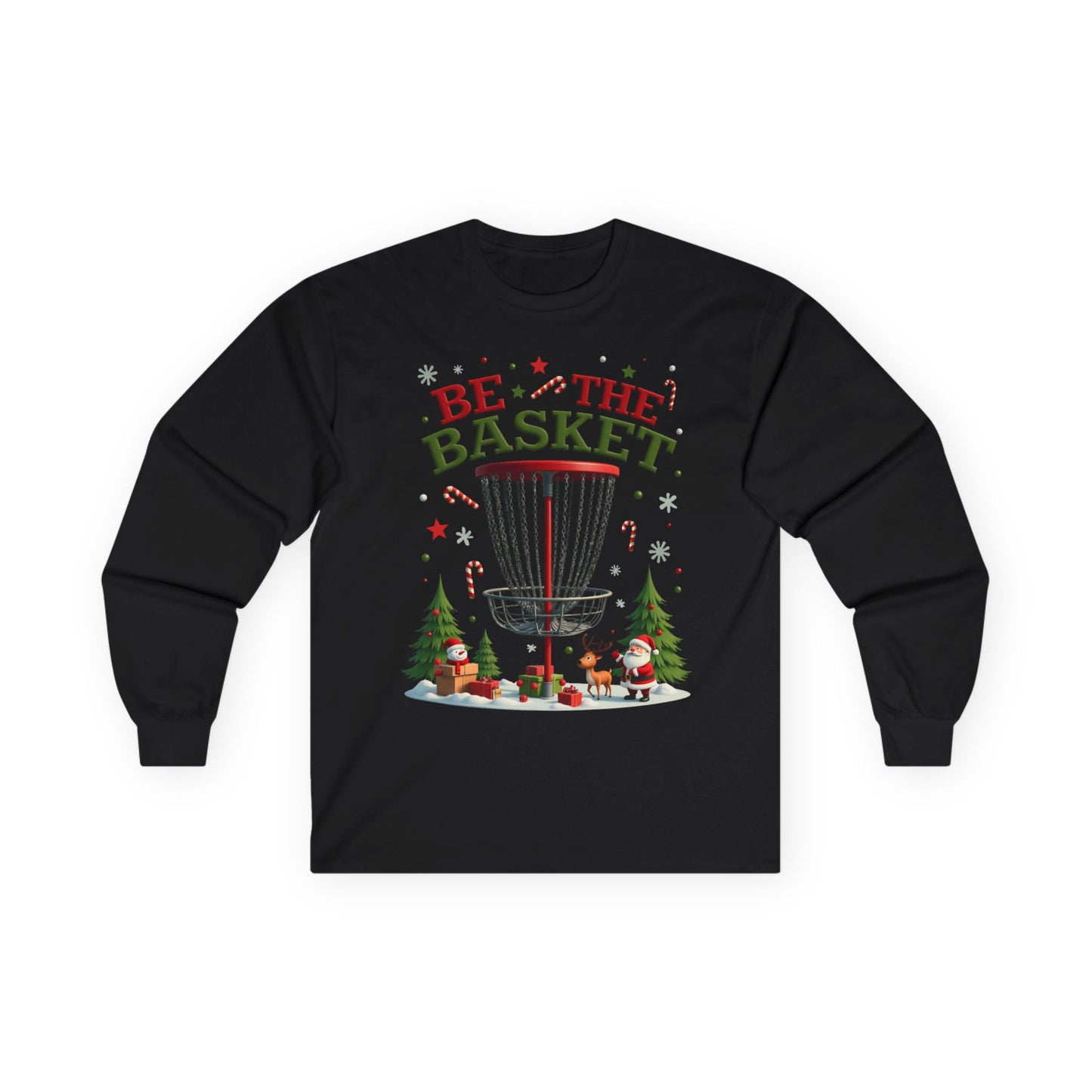 BE THE BASKET Disc Golf Christmas 1 - Long Sleeve Disc Golf Tee