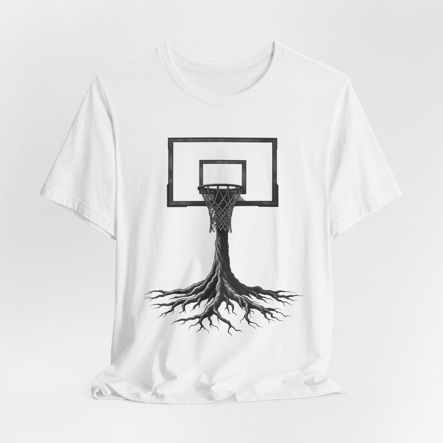 BE THE BASKET Basketball Goal Tree Black and White, Unisex Softstyle T-shirt, Disc Golf Shirt