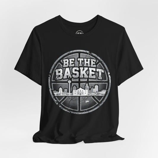 BE THE BASKET Basketball San Antonio Round, Unisex T-Shirt, Basketball T-Shirt ,Front Design