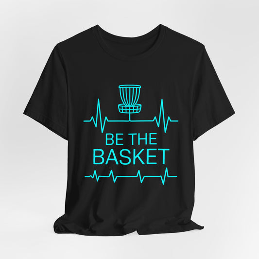 BE THE BASKET Disc Golf Heartbeat Blue , Unisex T-Shirt, Disc Golf Shirt