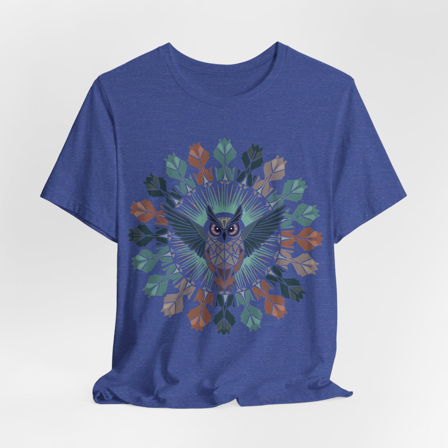Geo Owl Mandala, Unisex Short Sleeve Tee - Nature Inspired Design