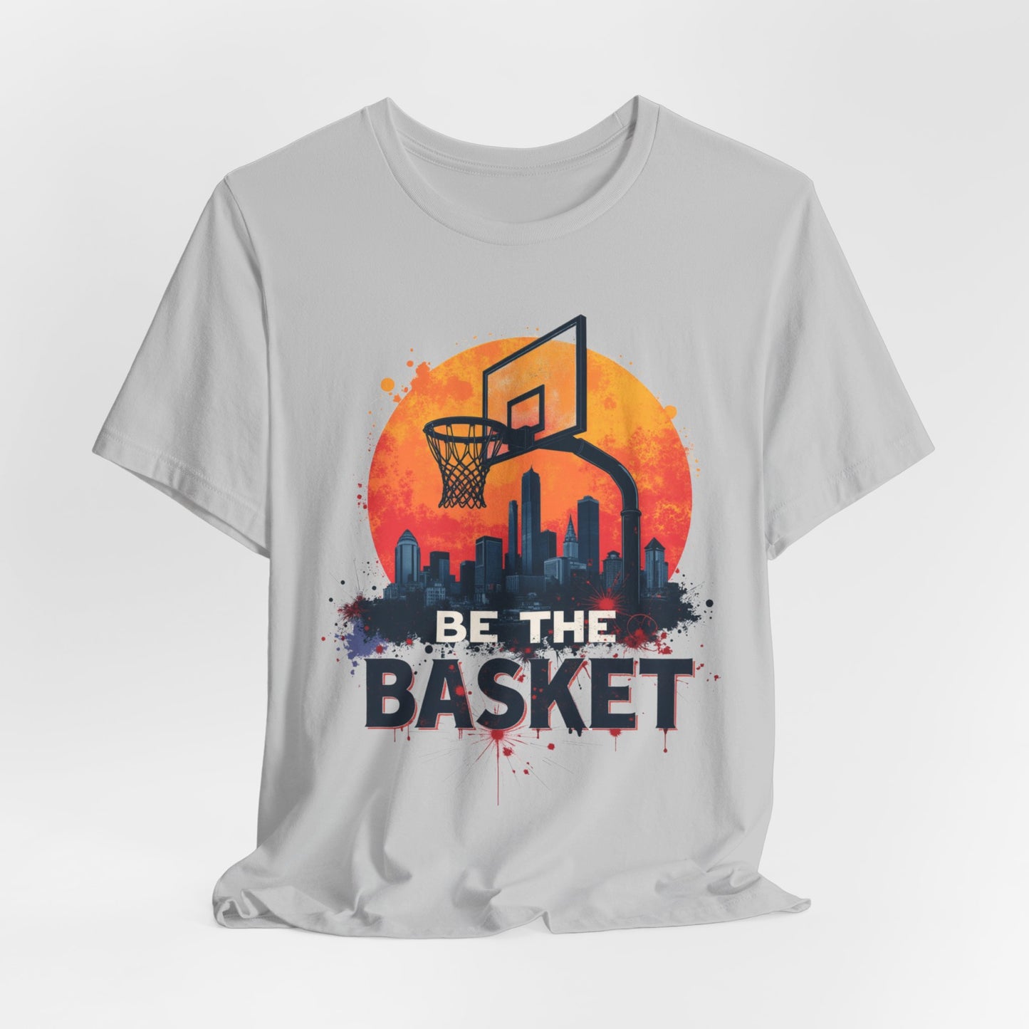 BE THE BASKET Basketball Skyline Sunset 3, Basketball Unisex T-Shirt