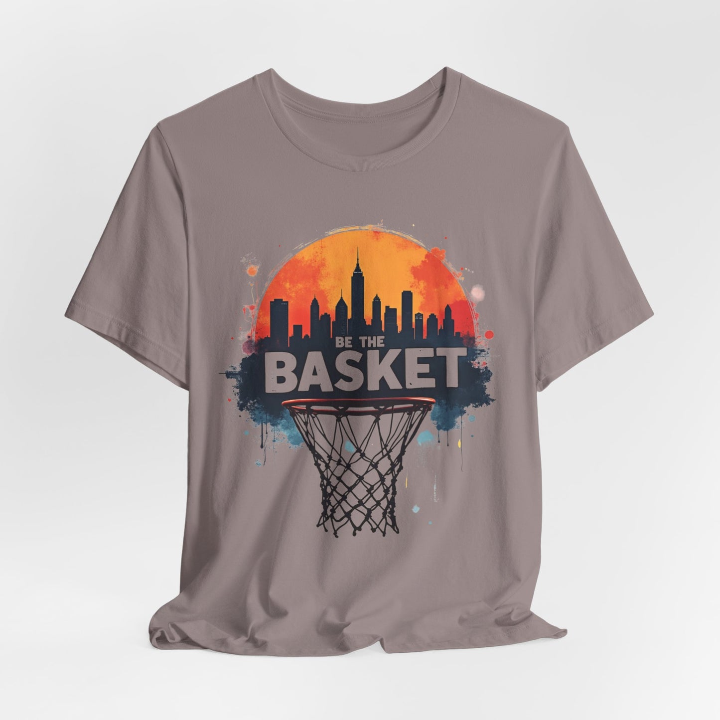 BE THE BASKET Basketball Skyline Sunset 1, Basketball Unisex T-Shirt