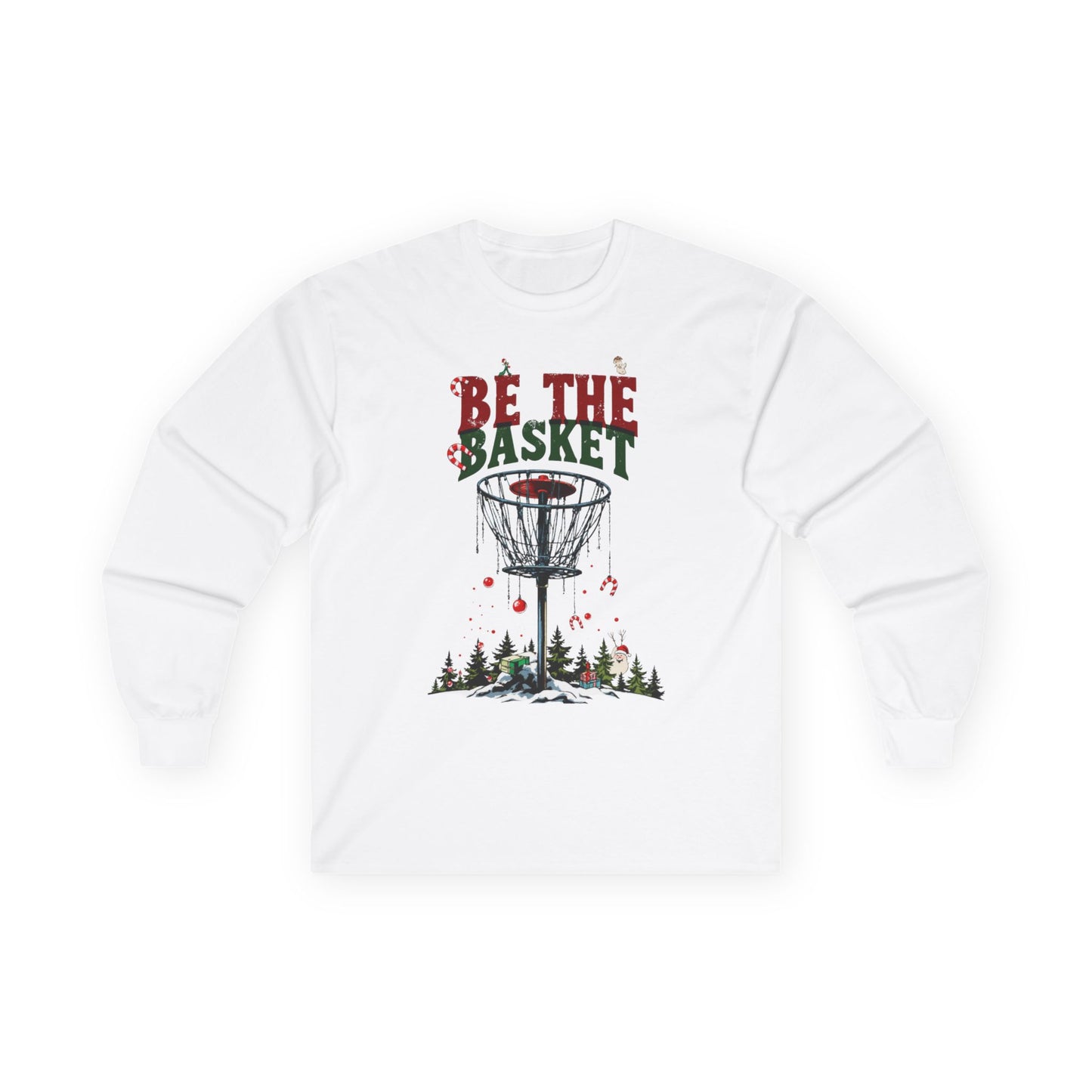 BE THE BASKET Disc Golf Christmas 3 - Long Sleeve Disc Golf Tee