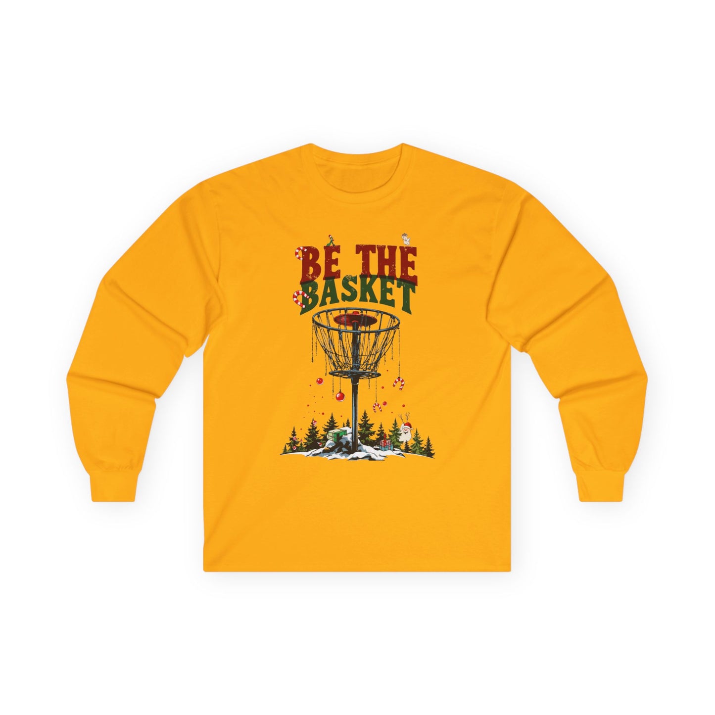 BE THE BASKET Disc Golf Christmas 3 - Long Sleeve Disc Golf Tee