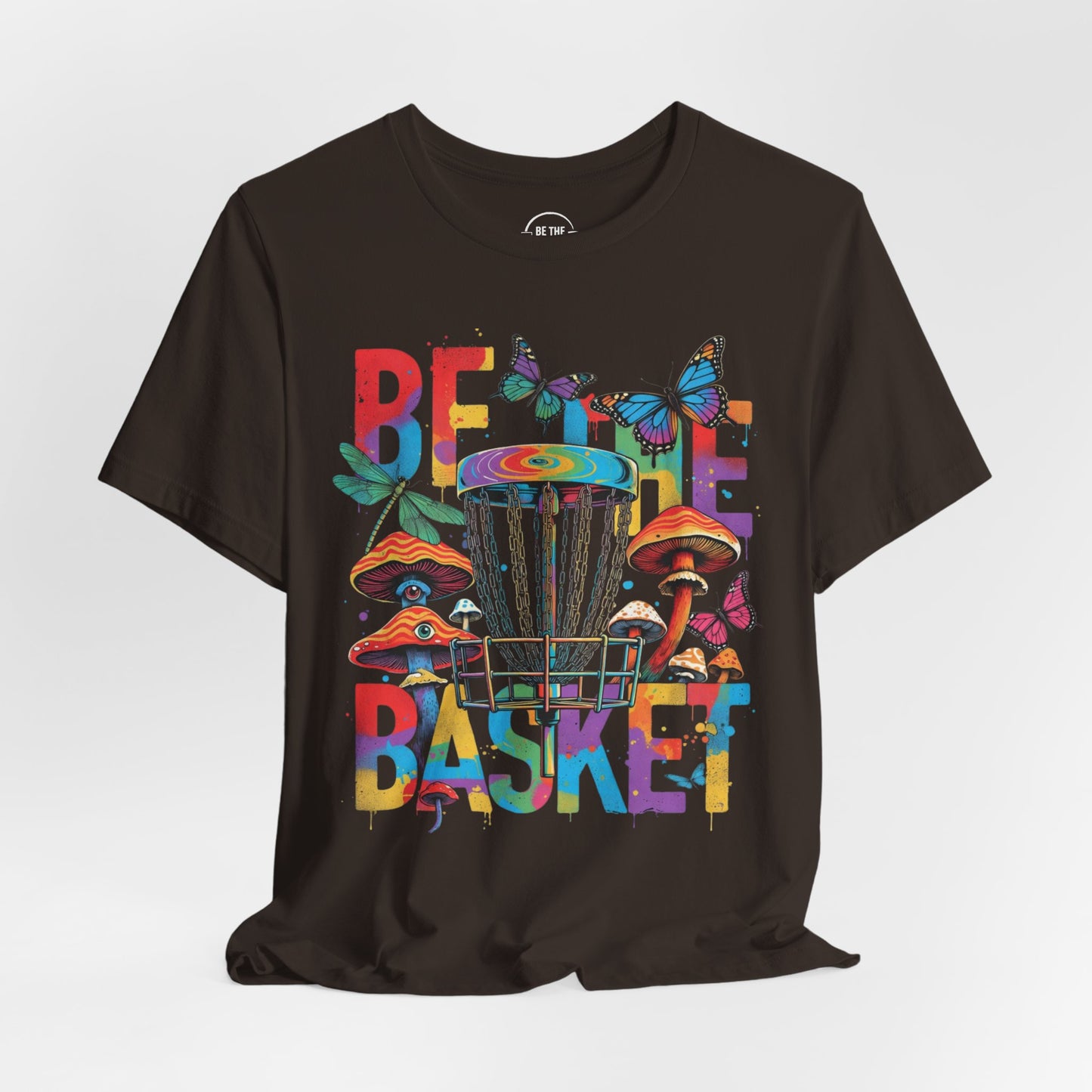 BE THE BASKET Disc Golf Mushroom Art 1, Unisex Disc Golf T-Shirt