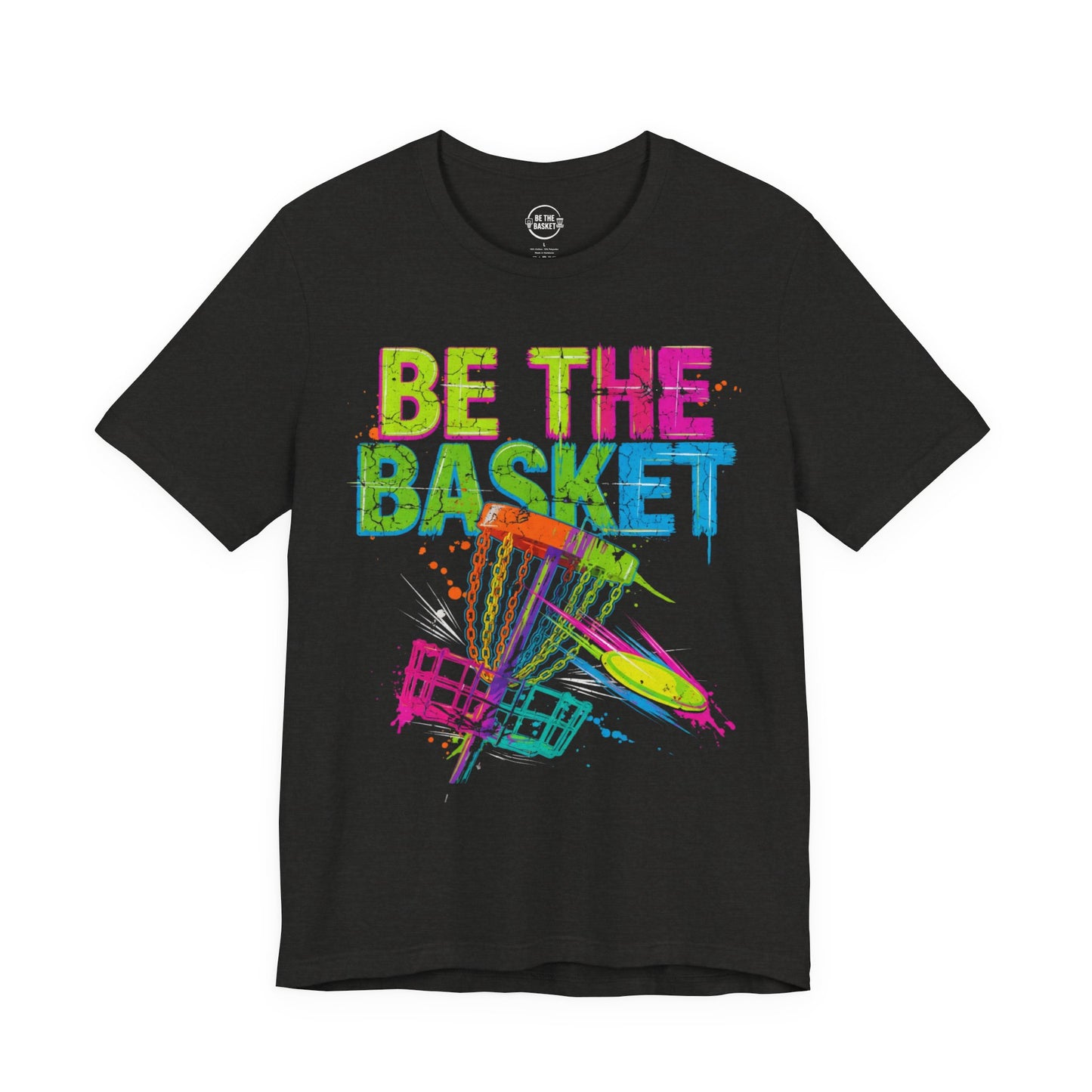 BE THE BASKET Disc Golf Basket Distressed Colors 1, Unisex Disc Golf T-Shirt