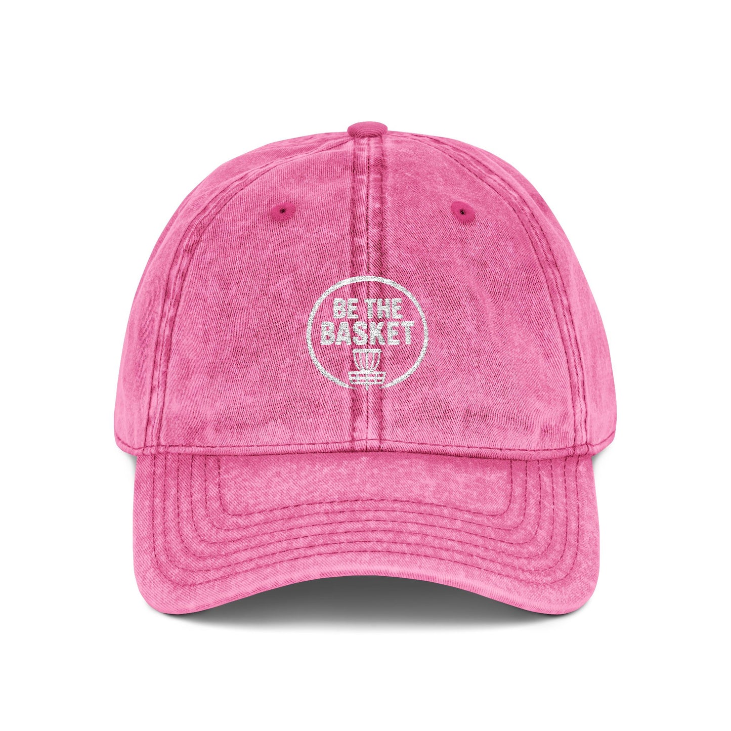 BE THE BASKET Disc Golf Basket Logo Embroidered Retro Dad Hat