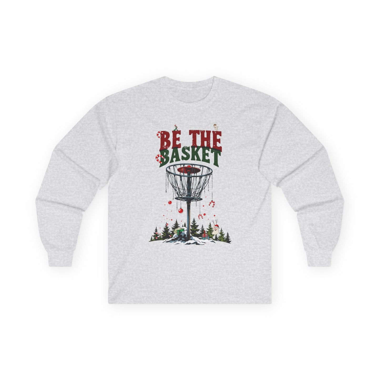 BE THE BASKET Disc Golf Christmas 3 - Long Sleeve Disc Golf Tee