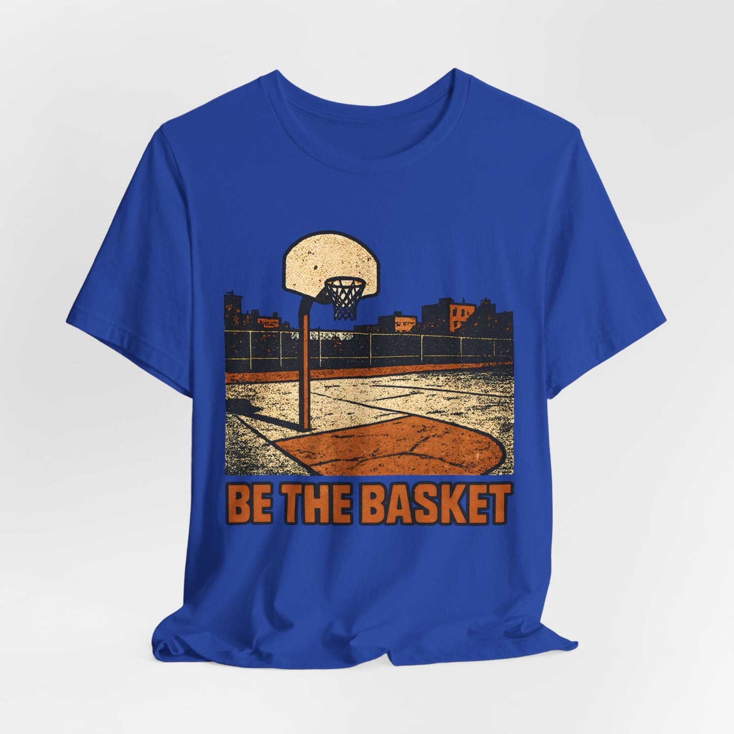 BE THE BASKET Basketball Goal City Distressed Orange 2, Unisex T-Shirt, Disc Golf Shirt