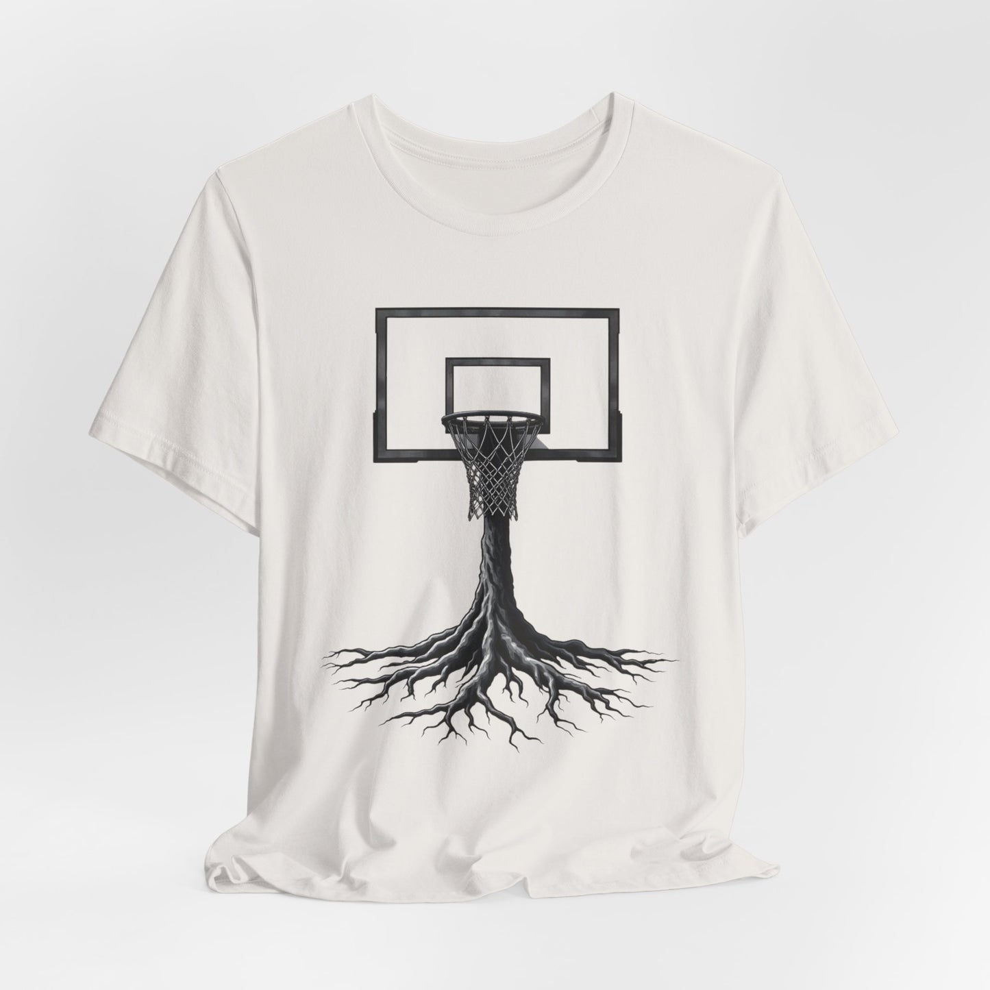 BE THE BASKET Basketball Goal Tree Black and White, Unisex Softstyle T-shirt, Disc Golf Shirt