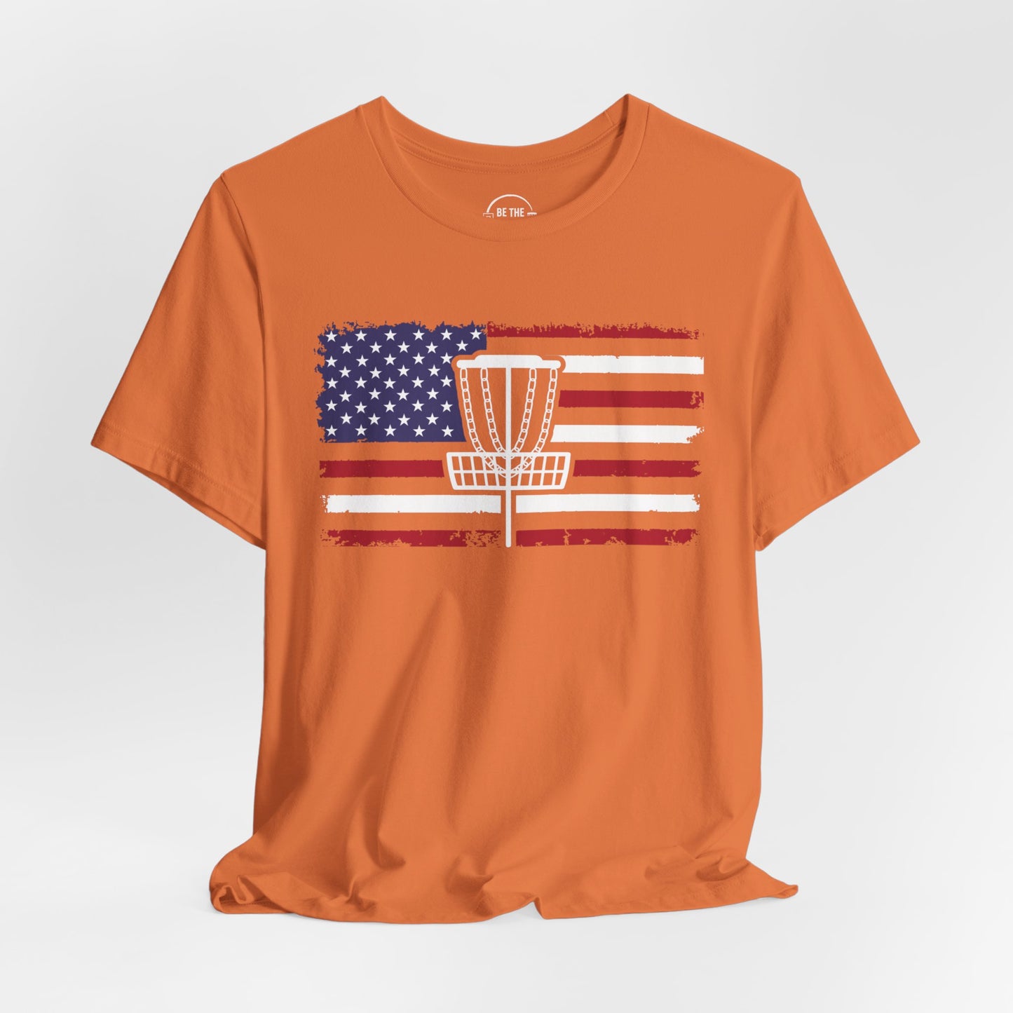 Patriotic Disc Golf Unisex T-Shirt, White Basket , Disc Golf Shirt