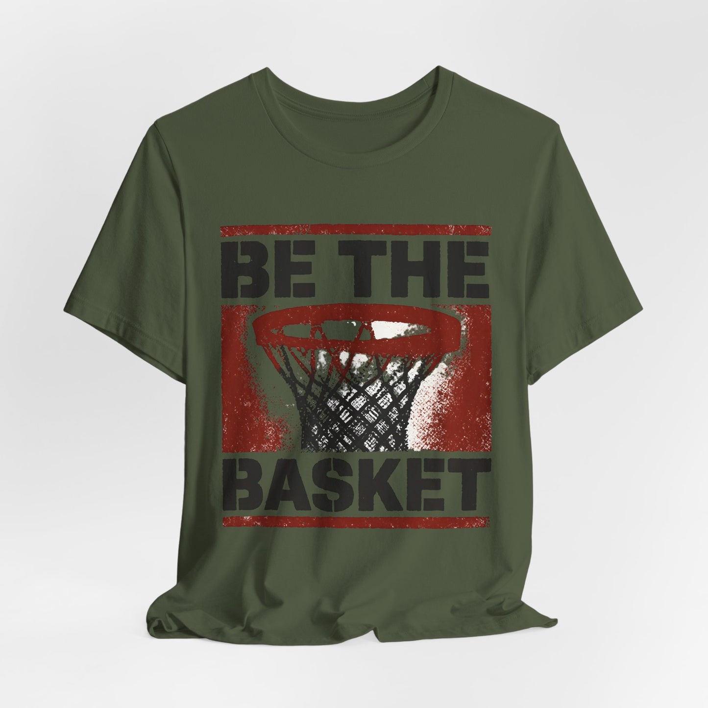 BE THE BASKET Basketball Goal Stencil Red, Unisex T-Shirt, Disc Golf Shirt