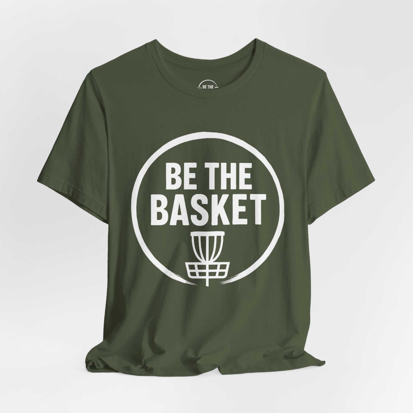 BE THE BASKET Disc Golf Logo White, Unisex T-Shirt, Disc Golf Shirt