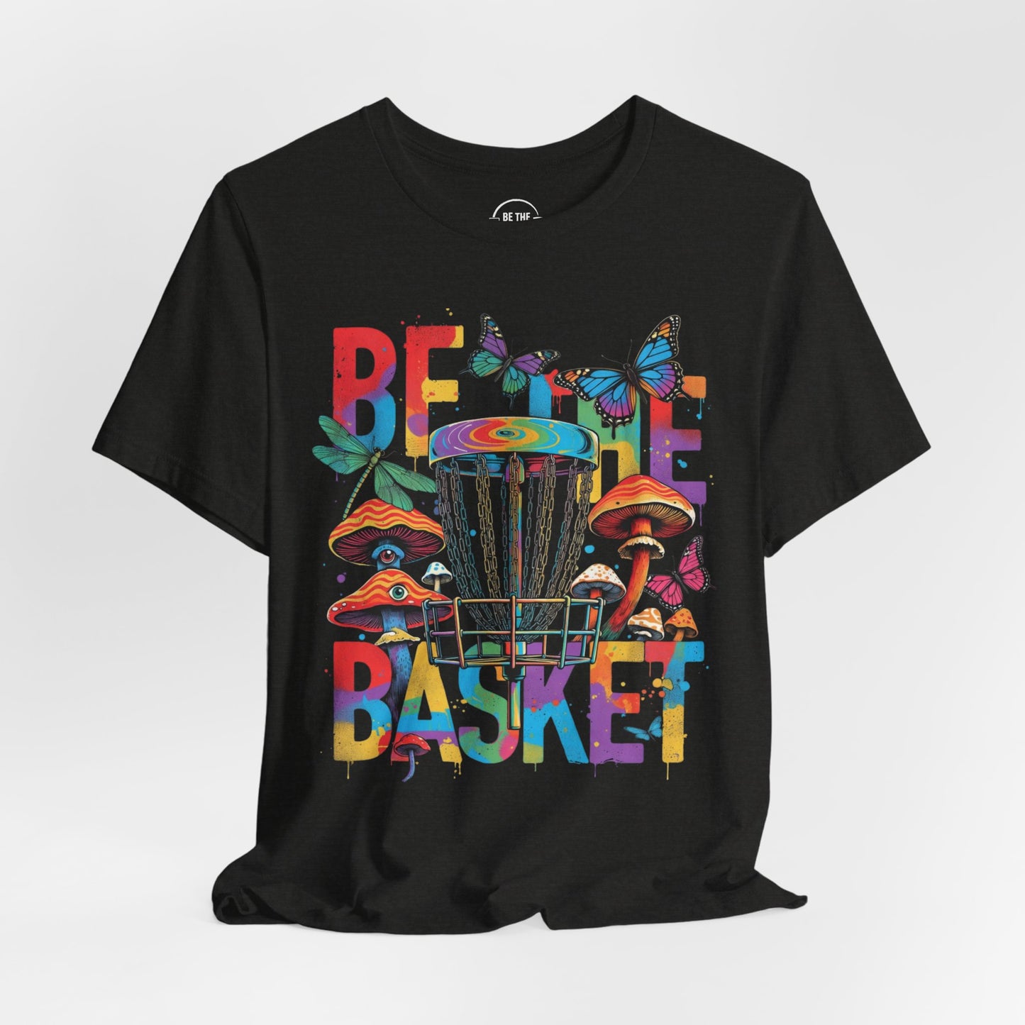 BE THE BASKET Disc Golf Mushroom Art 1, Unisex Disc Golf T-Shirt