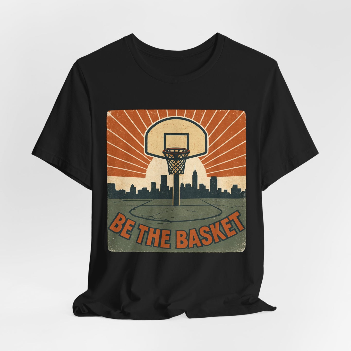 BE THE BASKET Basketball Goal Distressed Design 2, Unisex T-Shirt, Disc Golf Shirt